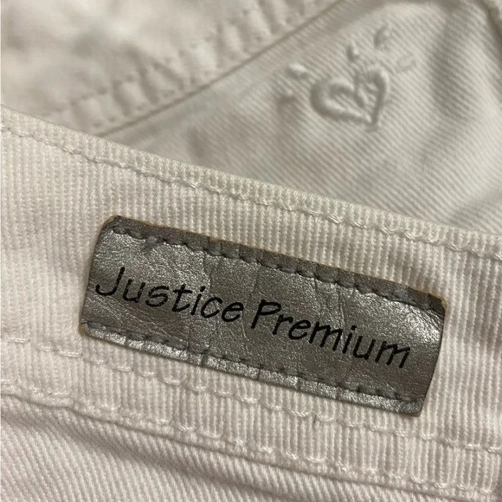 Justice Girls White Denim Shorts Size‎ 16R Frayed Hem Casual Summer